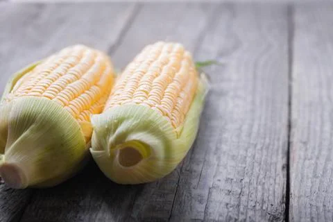 Corn on wood Stock Photos