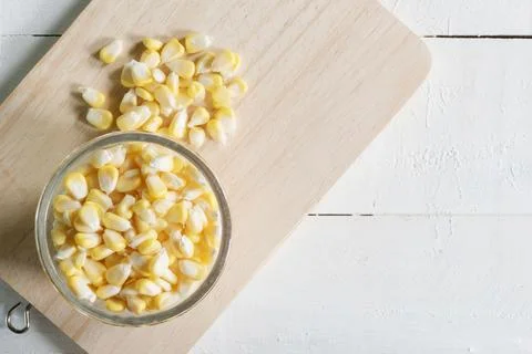 Corn on wood Stock Photos