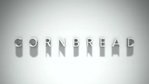 Cornbread 3D title animation with shadows on a white background Stock Footage 296000343