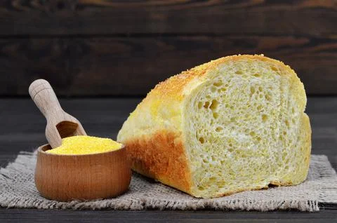 Cornbread and corn flour Stock Photos