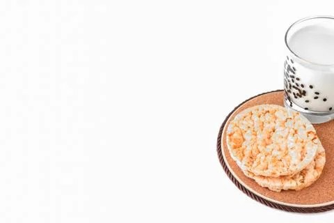 Cornbread and a glass of milk. isolate on a white background. healthy food Stock Photos