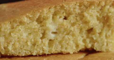 Cornbread cross section made at home 4K footage Stock Footage 249254861