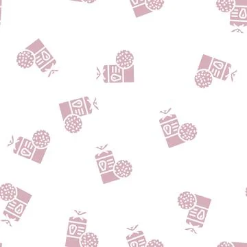 Cornbread food glyph vector seamless pattern Stock Illustration