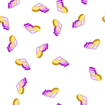Cornbread food isometric icon seamless pattern Stock Illustration