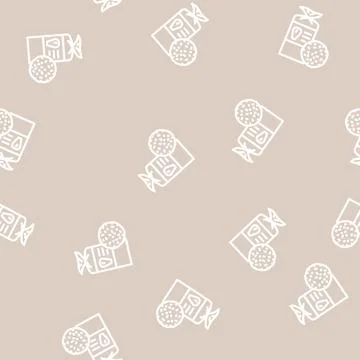 Cornbread food line vector seamless pattern Stock Illustration