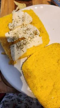 Cornbread made with couscous and cheese Stock Photos