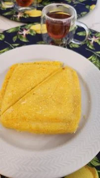 Cornbread made with couscous and cheese Stock Photos