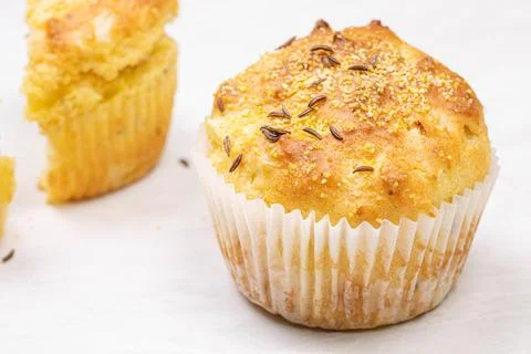 Cornbread Muffins with Cheese on the table Stock Photos