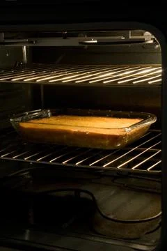 Cornbread or cake in oven Foto stock