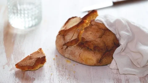 Cornbread on white wooden background Stock-Footage 91724316