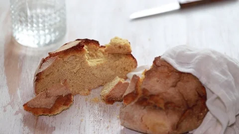 Cornbread on white wooden background Stock Footage 91724320