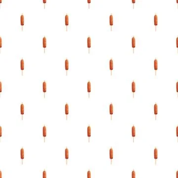 Corndog pattern repeating as junk food background Stock Illustration