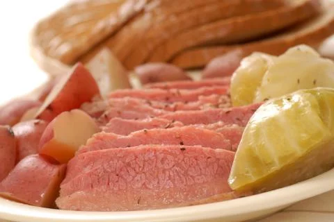 Corned beef and cabbage dinner Stock Photos