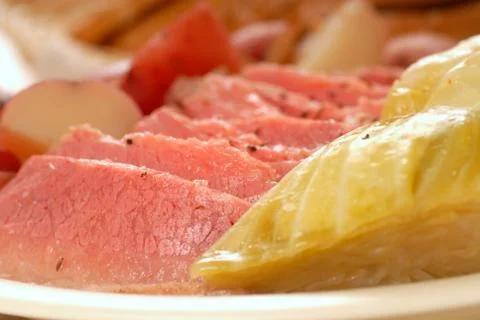 Corned beef and cabbage dinner Stock Photos