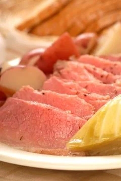 Corned beef and cabbage dinner Stock Photos
