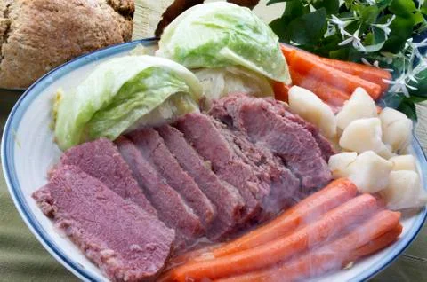 Corned Beef And Cabbage Dinner 스톡 사진
