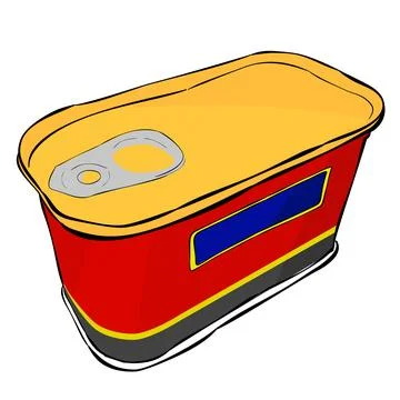 Corned beef can, simple vector hand draw doodle sketch at white Stock Illustration