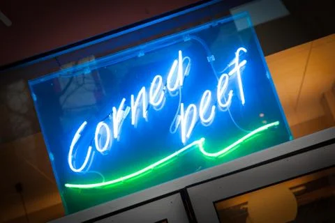 Corned beef deli sign Stock Photos