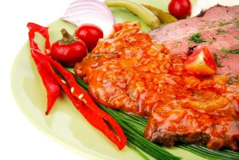 Corned beef on plate Stock Photos