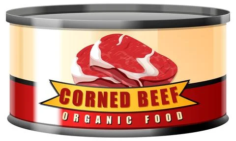 Corned Beef in Tin Can Vector Stock Illustration