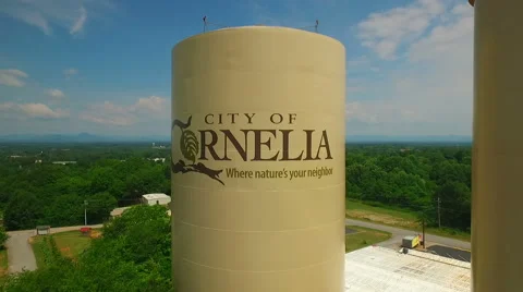 Cornelia GA Water Tower fly around Stock Footage 63609792