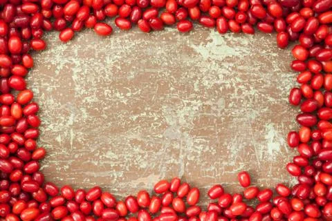 Cornelian cherries frame Stock Photos