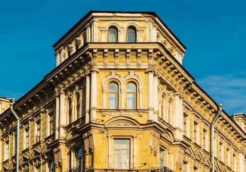 Corner of apartment building facade Stock Photos