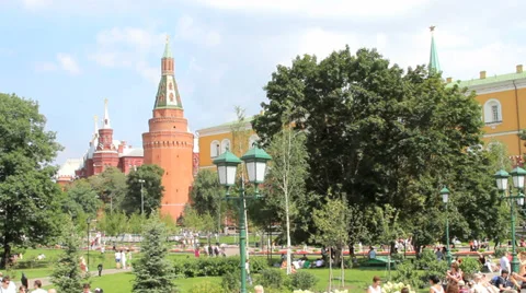 Corner Arsenalnaya Tower of Kremlin Stock Footage