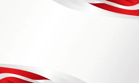 Corner Banner with Red and White Curved Ribbons on Clean White Background Stock Illustration