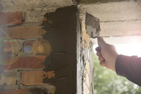 Corner bead with mesh Foto stock