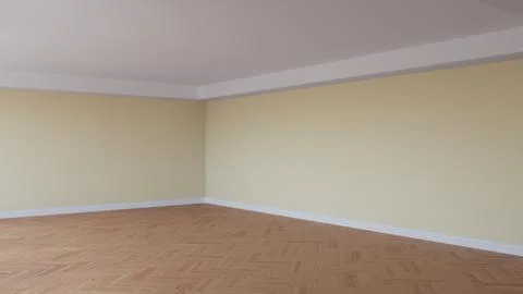 Corner of the Beige Room with a White Ceiling and Cornice, Glossy Parquet Floor Stock Illustration