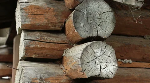 The corner of the blockhouse vertical panning down close up Stock Footage 65448466