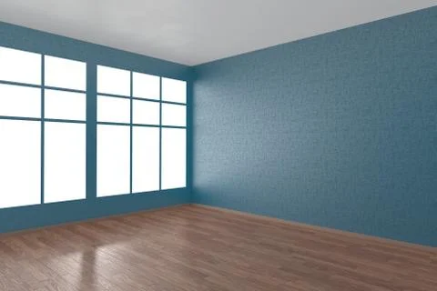 Corner of blue empty room with windows Stock Illustration