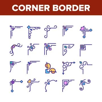 Corner Border Collection Elements Icons Set Vector Illustrazione stock