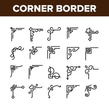 Corner Border Collection Elements Icons Set Vector Illustrazione stock