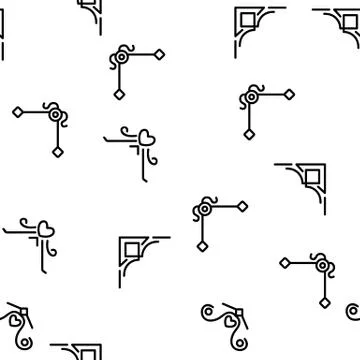 Corner Border Vector Seamless Pattern Stock Illustration