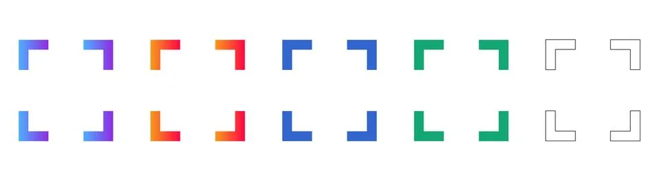 Corner Bracket Icons Set for UI Interface 스톡 일러스트