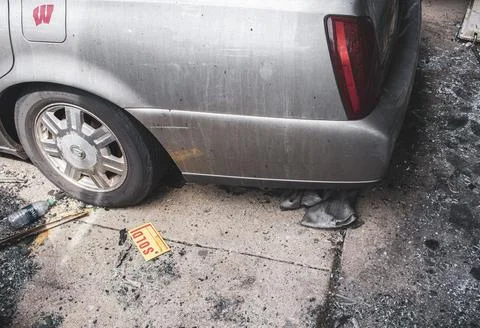 Corner of broken car Stock Photos