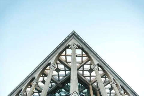 Corner of a building with columns. Stock Photos