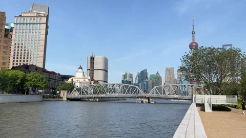 A corner of the Bund in Shanghai under lockdown Stock Footage 197408567