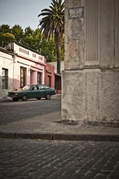 Corner with car in background. Stock Photos