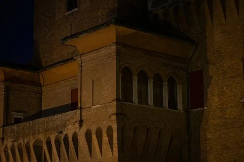 Corner of the Castle of Ferrara Stock Photos