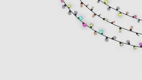 Corner Christmas LED String Lights Decoration Animation Transparent Background Stock Footage 322125044
