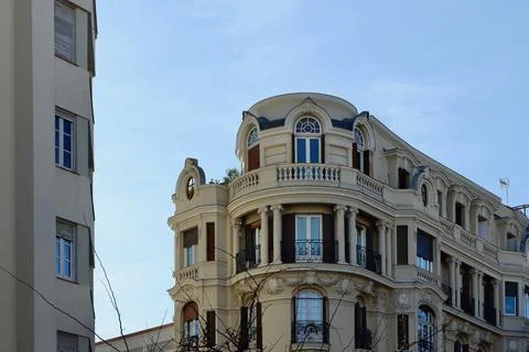 Corner classical elegant building Madrid, Spain. Photo with copy space Stock Photos