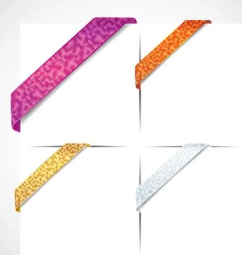 The corner colored ribbons on a white background Stock Illustration