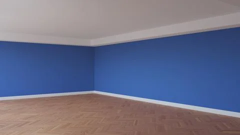 Corner of the Dark Blue Interior with a White Ceiling and Cornice Stock Illustration