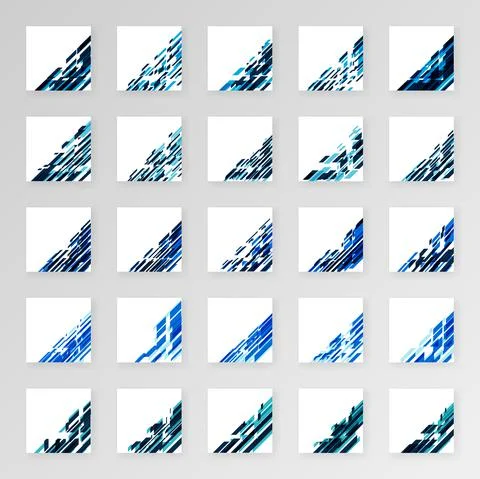 Corner Decor Pack For Business Cards With Modern Tech Style. Modern Ornament  Stock Illustration