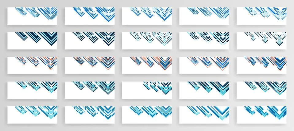 Corner Decor Pack For Business Cards With Modern Tech Style. Modern Ornament  Stock Illustration