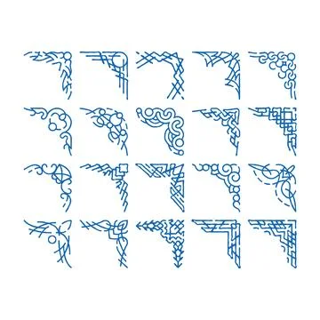 Corner decoration flat icon hand drawn Stock Illustration