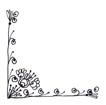Corner decorative element, black and white graphic pattern Stock Illustration